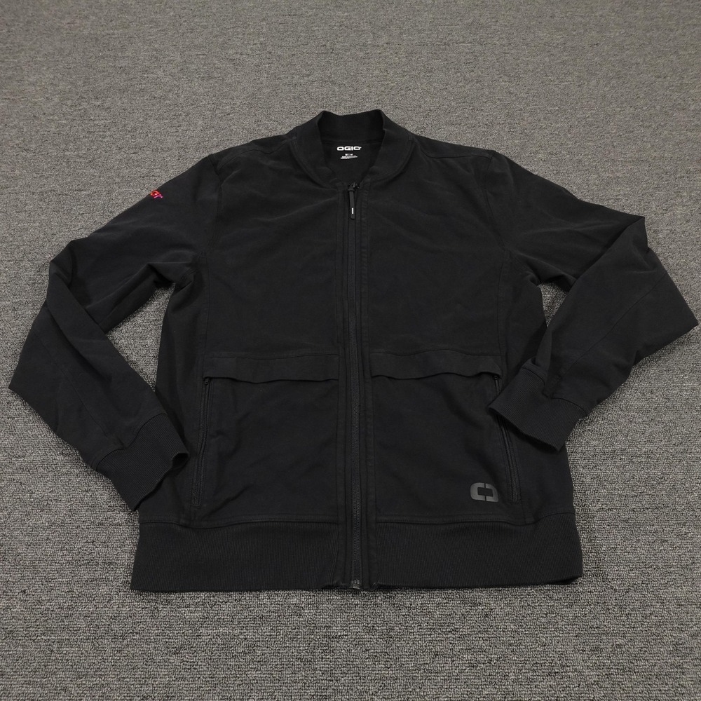 Ogio Jacket Mens Medium Black Full Zip Bomber‎ TrueCar Logo Cotton Stretch